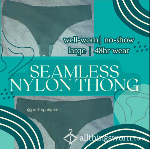 Well-worn No Show Thong 🩵 Nylon Teal Blue 💚 48hr Wear 🫶🏼💦