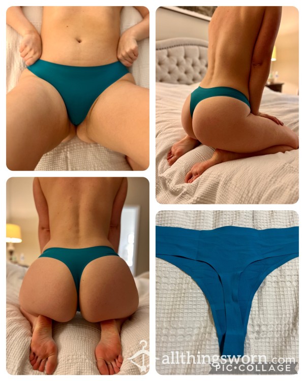 Teal Silky No Show Seamless Thong