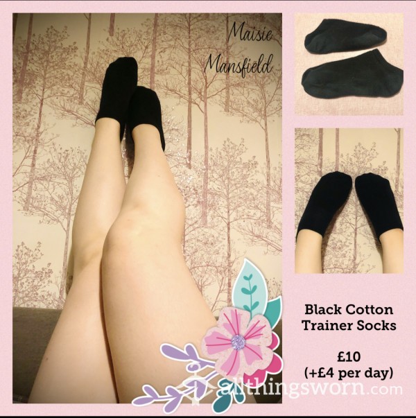 Black Cotton Trainer Socks