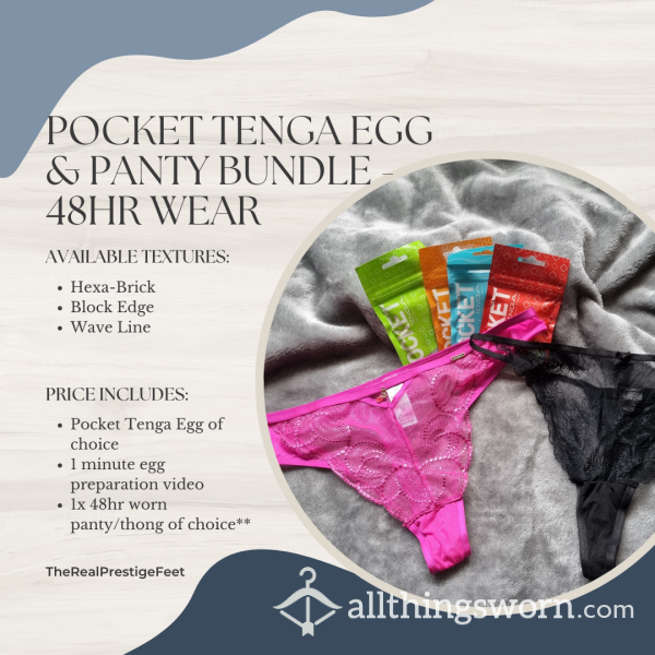 Pocket Tenga Egg & Panty Bundle Deal | Includes 48hr Worn Panties & 1 Minute Egg Preparation Video - From £40.00