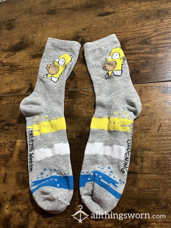 The Simpson’s Socks - US Shipping & 48 Hr Wear Included - Homer Simpson - Gray - Tall Socks