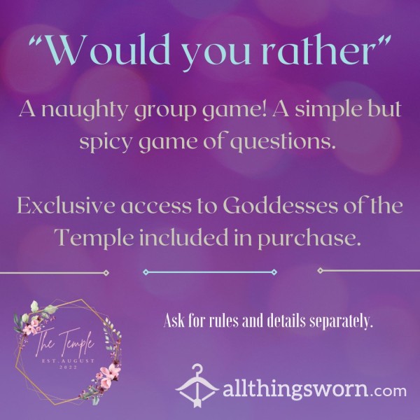 The Temple: Would You Rather? Group Game