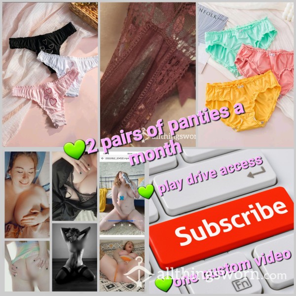 The Ultimate Pantie Subscription !! 2 Pairs Of Panties, A Custom ,  And My Entire Play Drive , Pussy Pops, Experiences And More  8 Items Total 😈!!