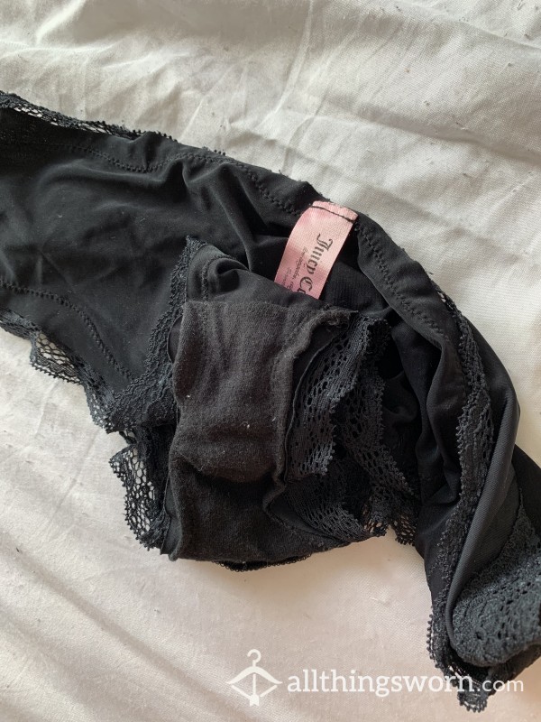 Worn Silky Black Juicy Couture Size M Panties
