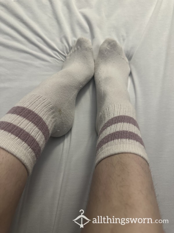 Thick Cotton Ankle Socks Purple Stripes