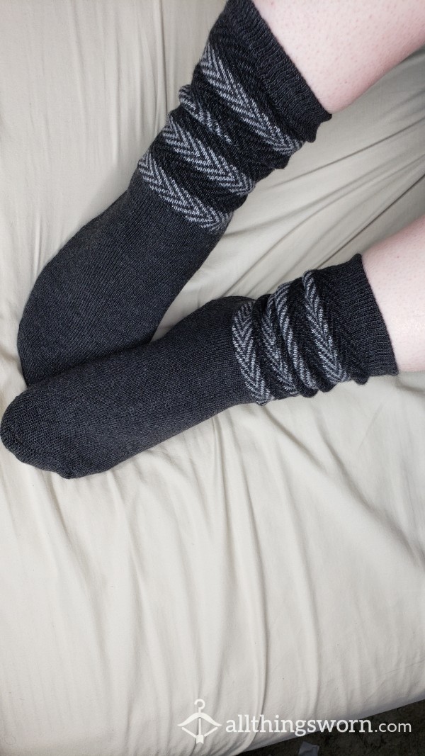 Thick Grey Long Sweaty Socks