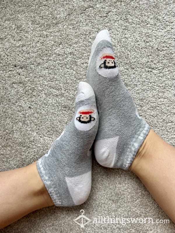 Thick Monkey Socks In Grey And White