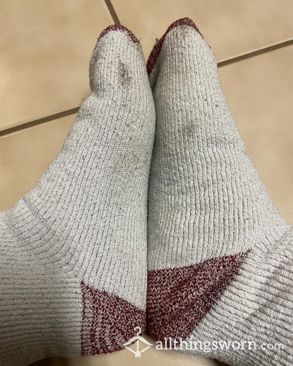 Thick White & Red Winter Socks