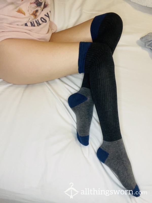 Thigh High Socks: Shades Of Blue & Gray