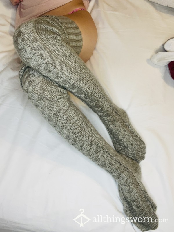 Thigh High Socks: Sweater Cable Knit