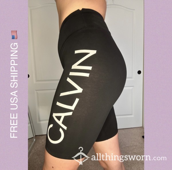 Thin Black Biker Shorts - Small - Calvin Klein 🖤
