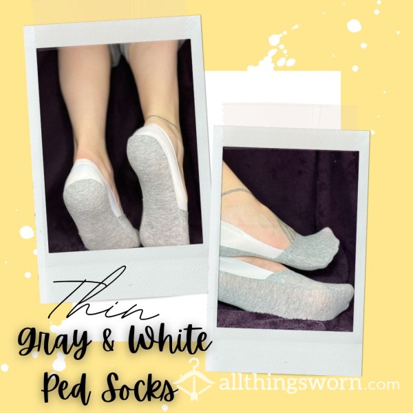 Thin Gray & White Peds Socks