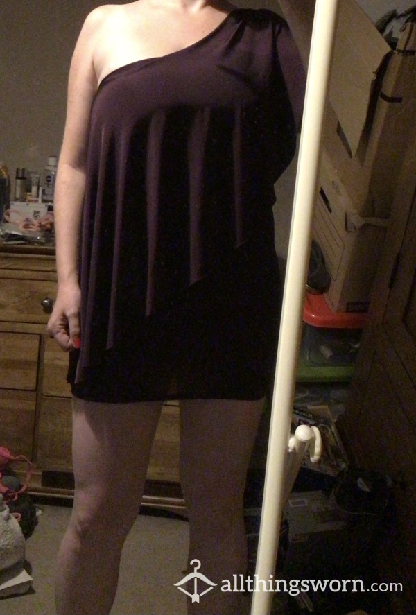 This Dress Has Seen Some Action, With My Big Tits & Arse Putting It Under Pressure At The Seams On Messy Nights Out, Dark Purple One Shoulder Dress Size 10!