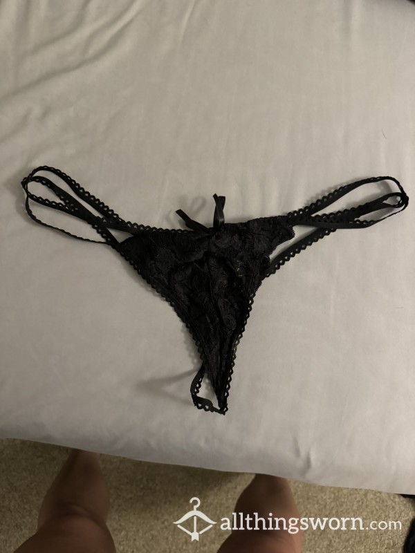 Thong, Well Worn, Lacey Black