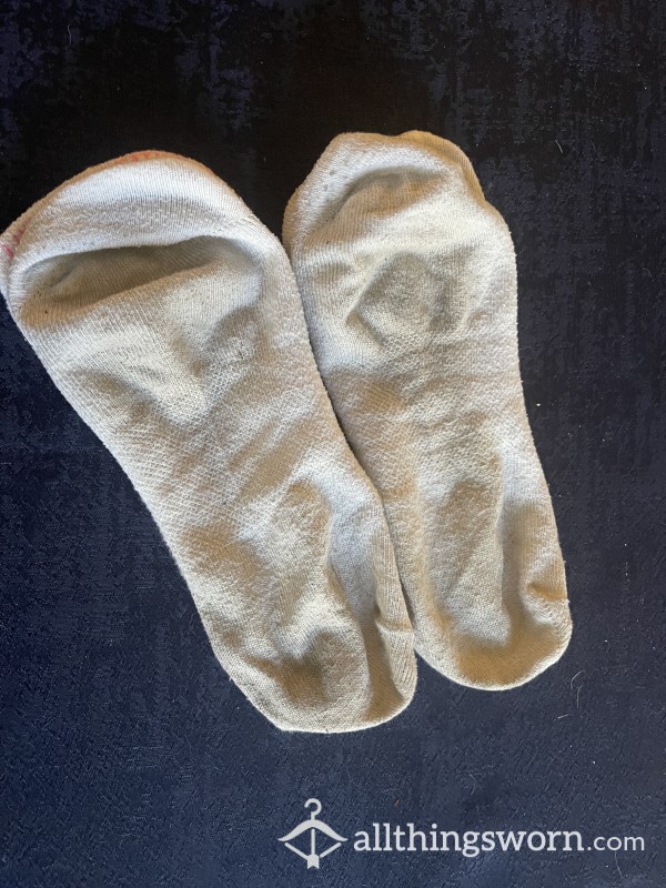 Three Days And Counting! Worn And Old White Everlast Ankle Length Socks