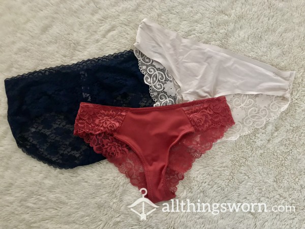 Three Different Panties That I Will Wear To Work This Week. Priced Individually.