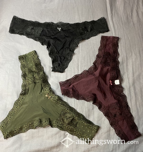 Three Large Lacy And Mesh Thongs. Arie Brand.