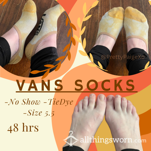 Vans No Show Socks — Yellow Tie Dye 💛 48hr Wear, Small Sweaty Feet 👣