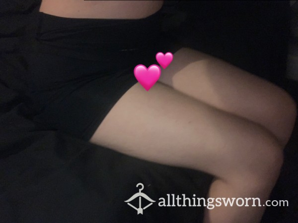 Tight Black Worn Skirt, No Panties🤤