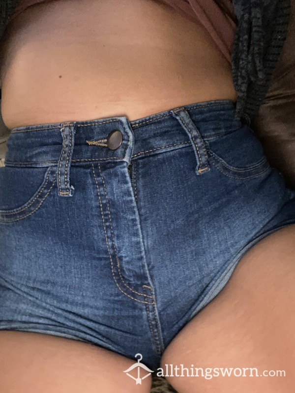 TIGHT Jean Shorts Worn Without Panties