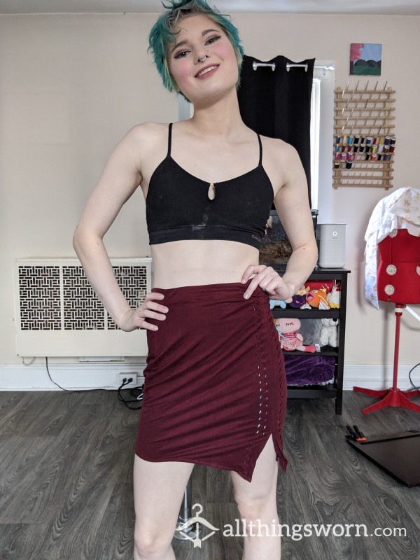 Tight Maroon Mini Skirt