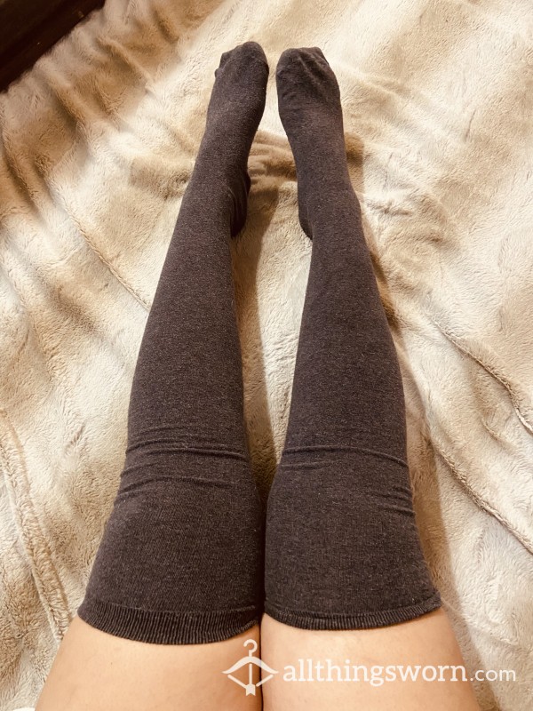 Tight Thick Thigh High Dark Grey Socks