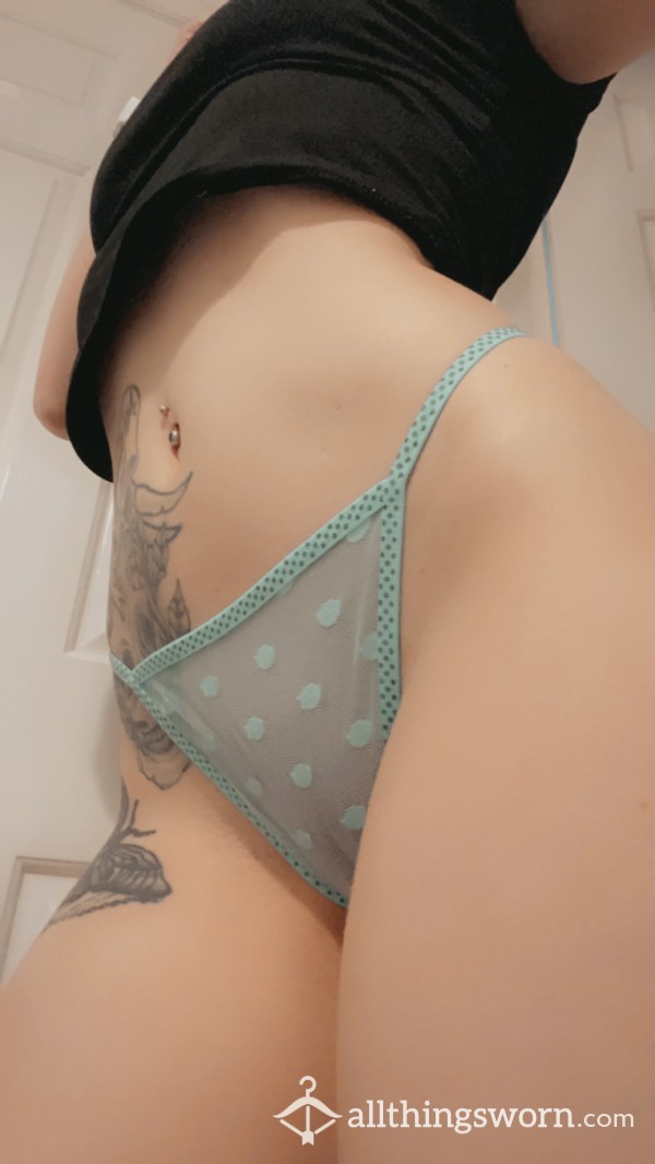 Tiny Turquoise Mesh G-string/thong With Spot Pattern! ❤️