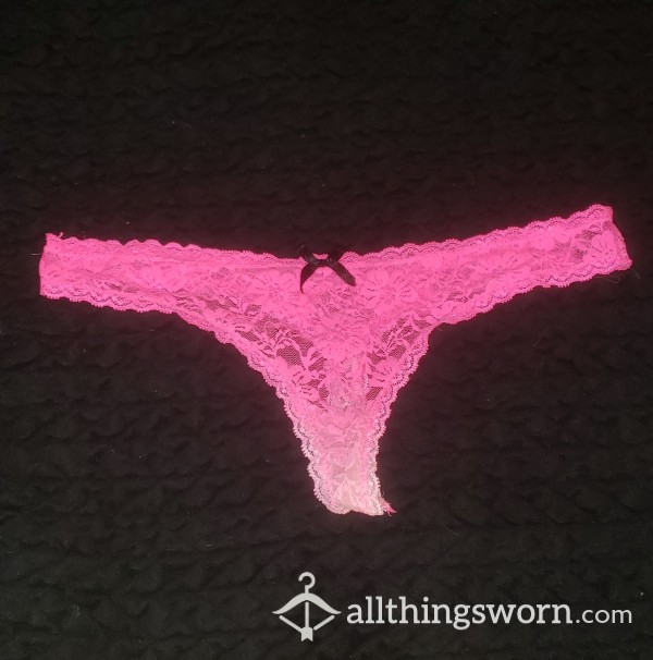Tiny Pink Lacy Thong