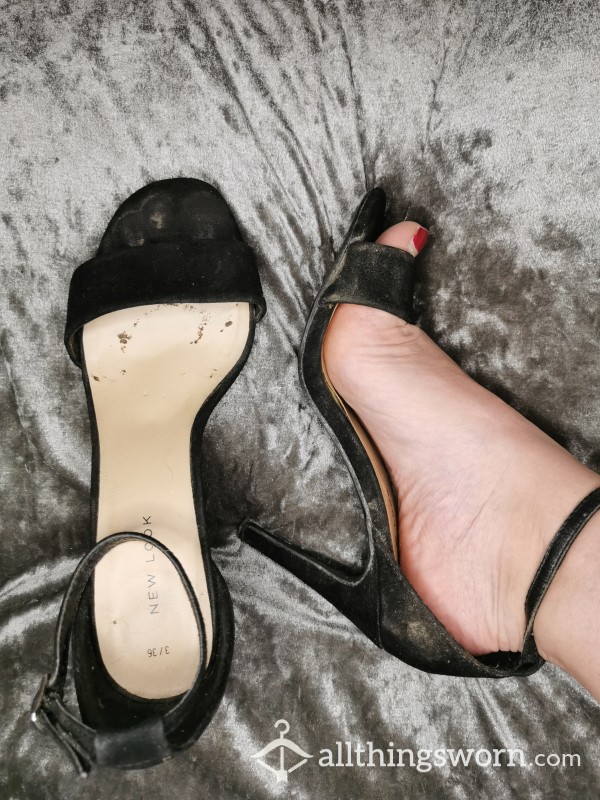 Toe Print Black Heeled Sandals 💋