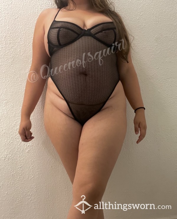 Too Small For Queen So Its For YOU, Sissy Princess! • Size L Wired Cups Black Mesh Body Suit •