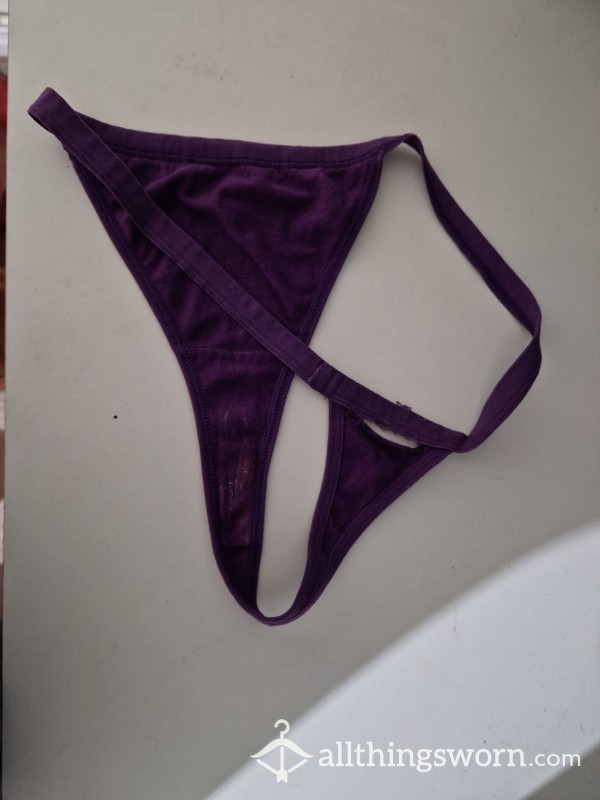 Torn From Being Fucked From Behind Purple Thong, Worn For 24 Hours