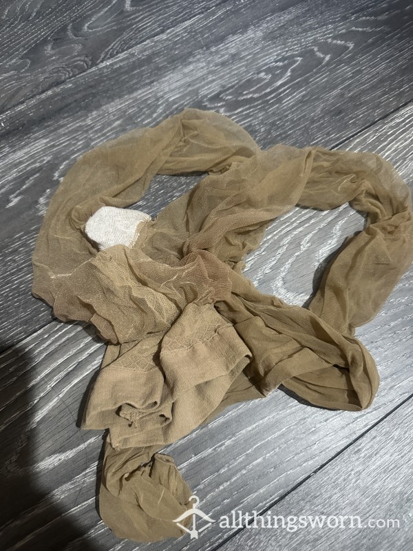 Torn, Sweaty Dance Tights.. Nude Glossy NEED Custom? Message And Discuss.