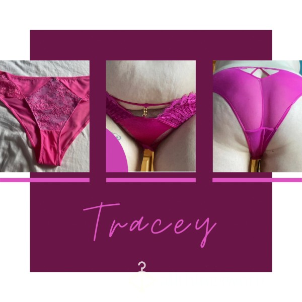 “Tracey” Hot Pink Lace Mesh Cutout Brazillian