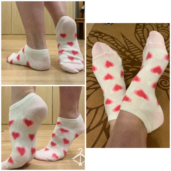 Trainer Socks- White With Pink Toe And Heel Bits 🩷