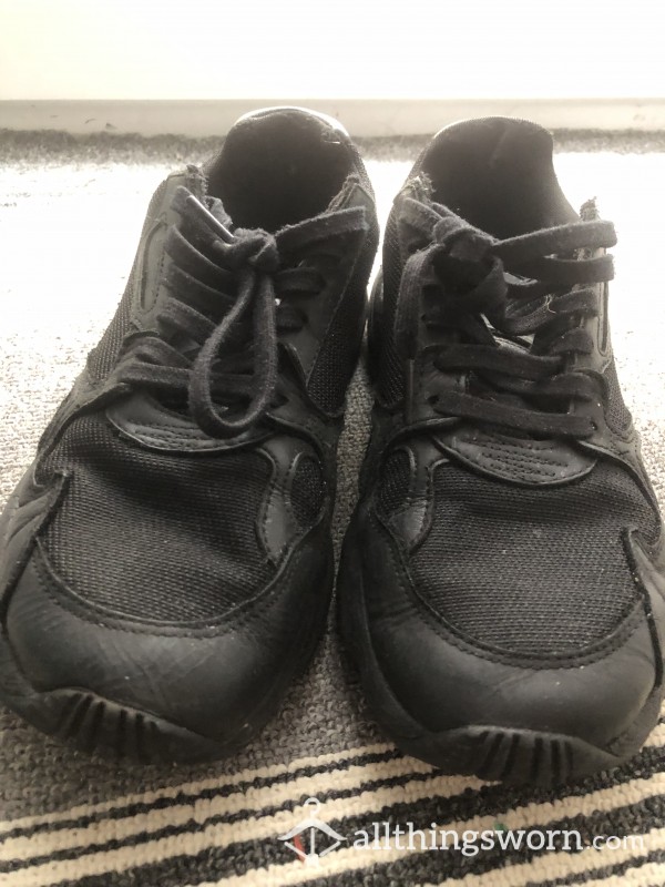 Trashed, Smelly, Used Filthy Black Adidas Trainers