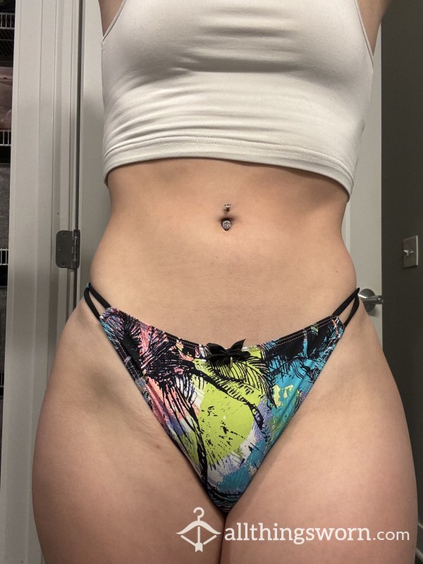 Tropical Colorful Thong With String Sides (S)