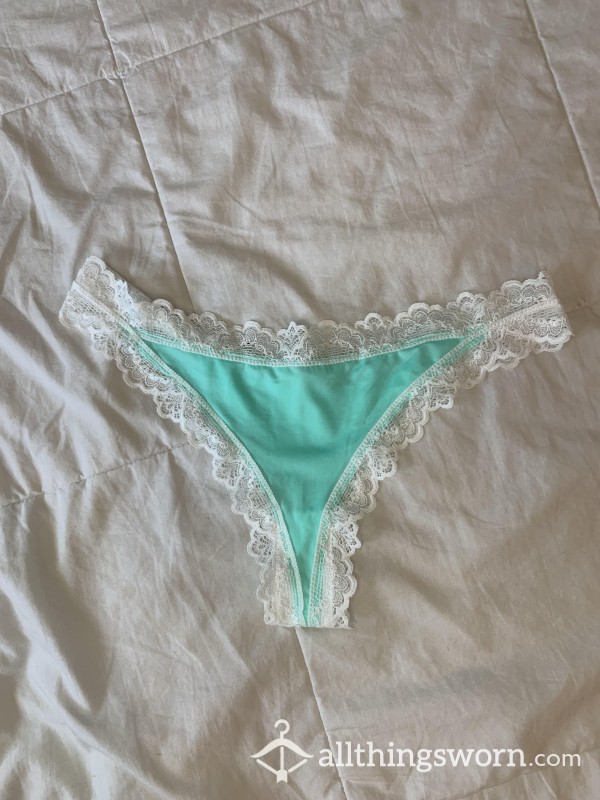Turquoise And White Thong