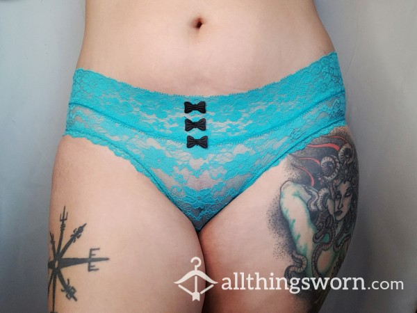 Turquoise Lace Panties With Bows🎀