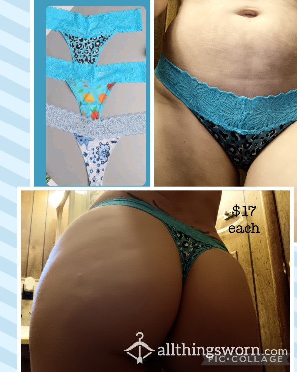 Turquoise Lacey Thongs