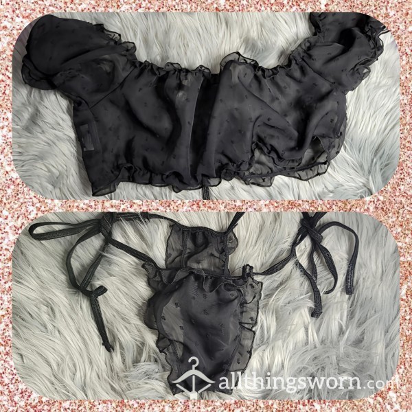 Two Piece Black See Through Lingerie Set