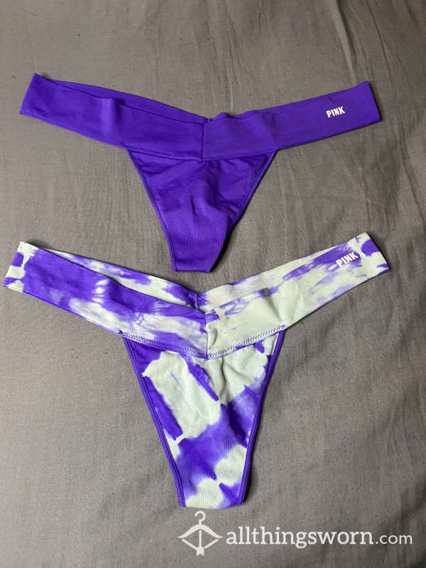 Two Purple Thongs, Victoria’s Secret Pink. Size Large.