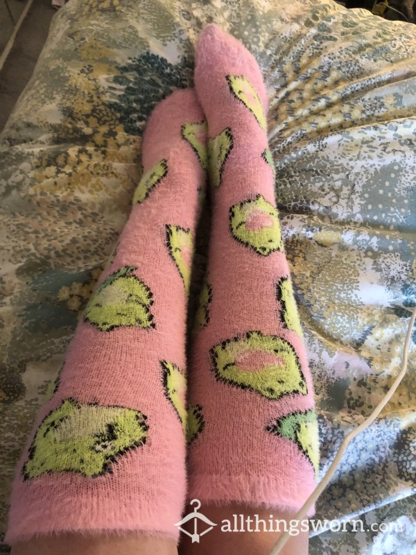 Uk Size 5.5 Pink Fluffy Soft Long Sock
