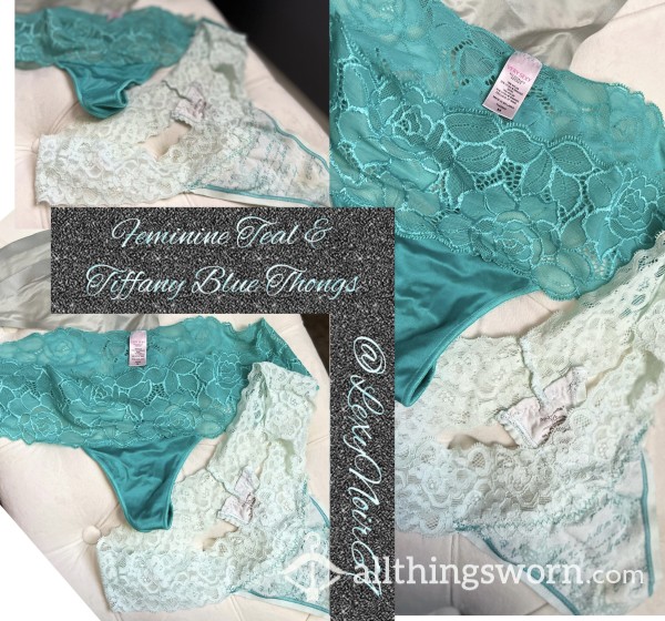 Ultra Feminine Teal & Tiffany Blue Thongs (Price For Each @24 Hours Wear)