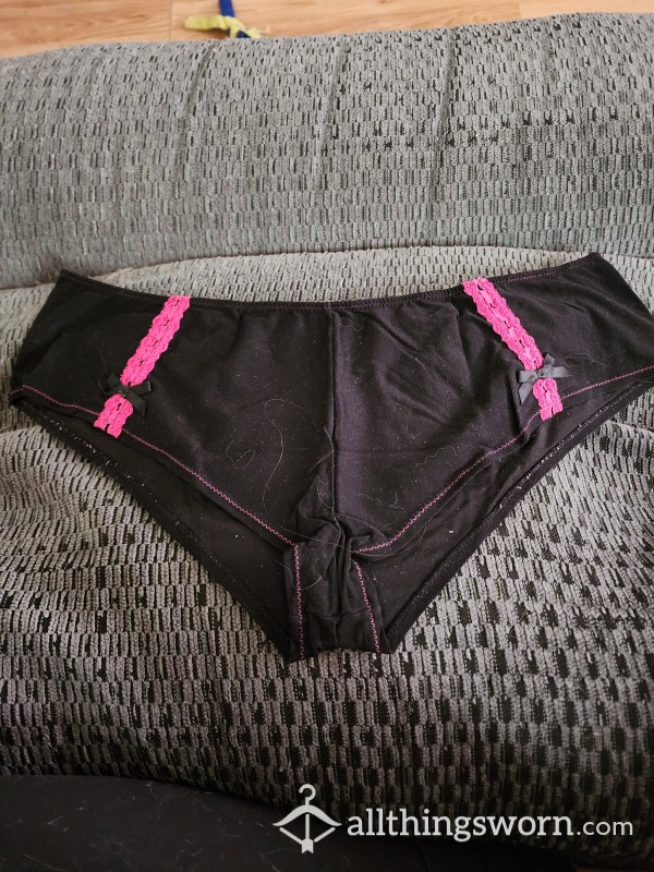 Used Black And Pink Lacy Panties
