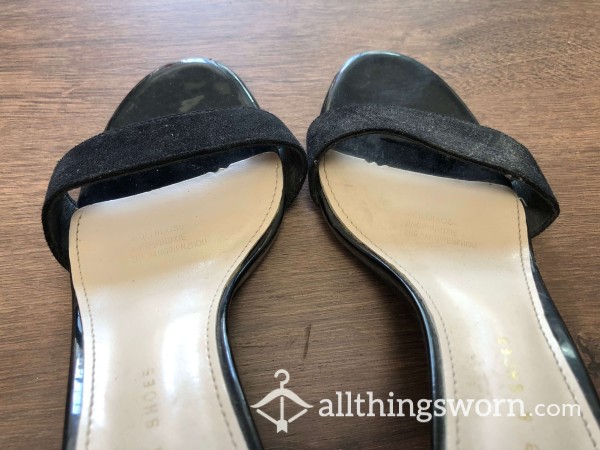 Used Black Frosted Lace-up High Heeled Sandals