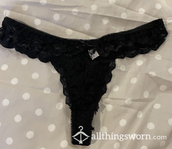 Used Black Lace Thong