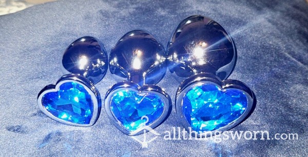 Used, Blue Stainless Steel Anal Plugs