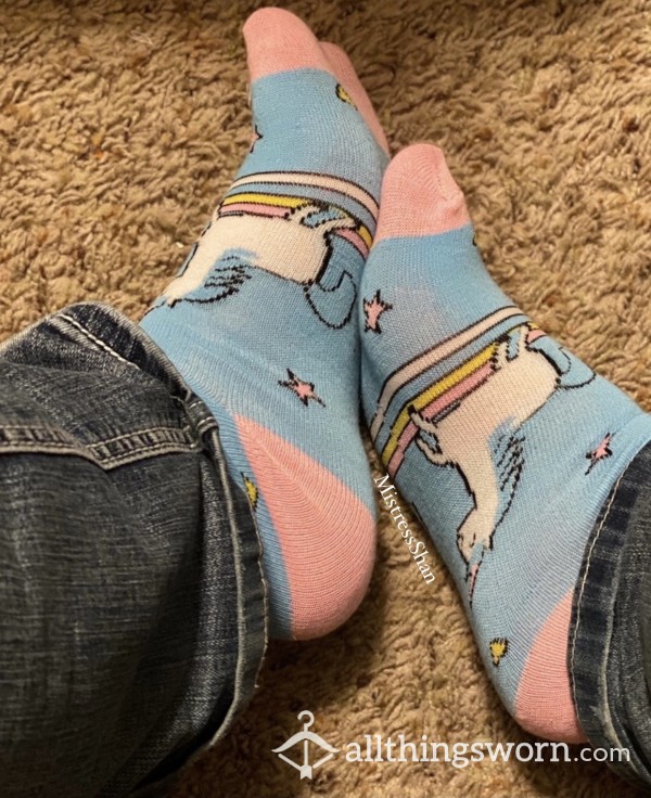 Used Blue Unicorn Socks