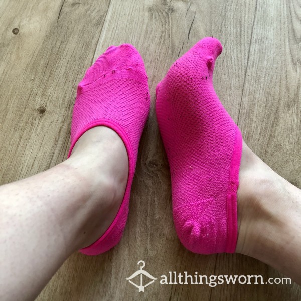 Used Bright Pink No Show Socks