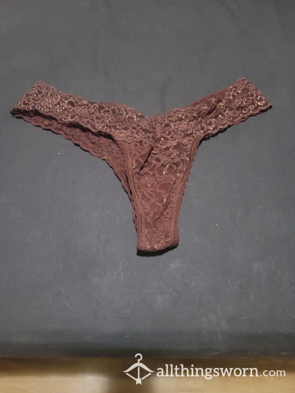Used Brown Lacy Thong